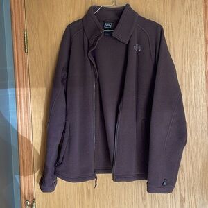 Brown North Face fleece jacket